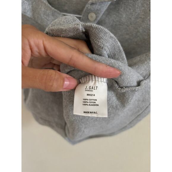 Brandy Melville Top Women's Small Gray Polo Crop Top Button Up 100% Cotton - Picture 6 of 7